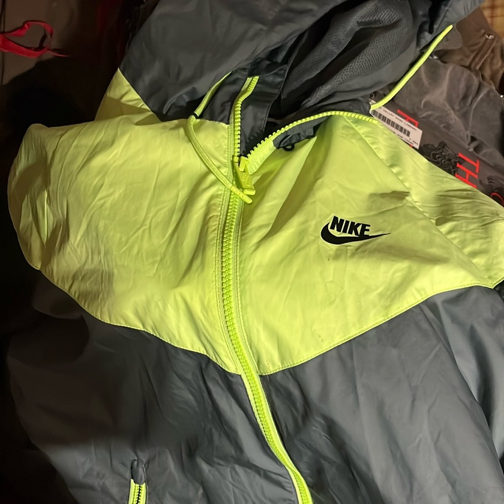 Vintage Nike Windbreaker Jacket in Neon Yellow and Gray